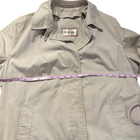 Gleneagles women's Vintage classic long tan trench coat hidden buttons sz 14P - Picture 9 of 14